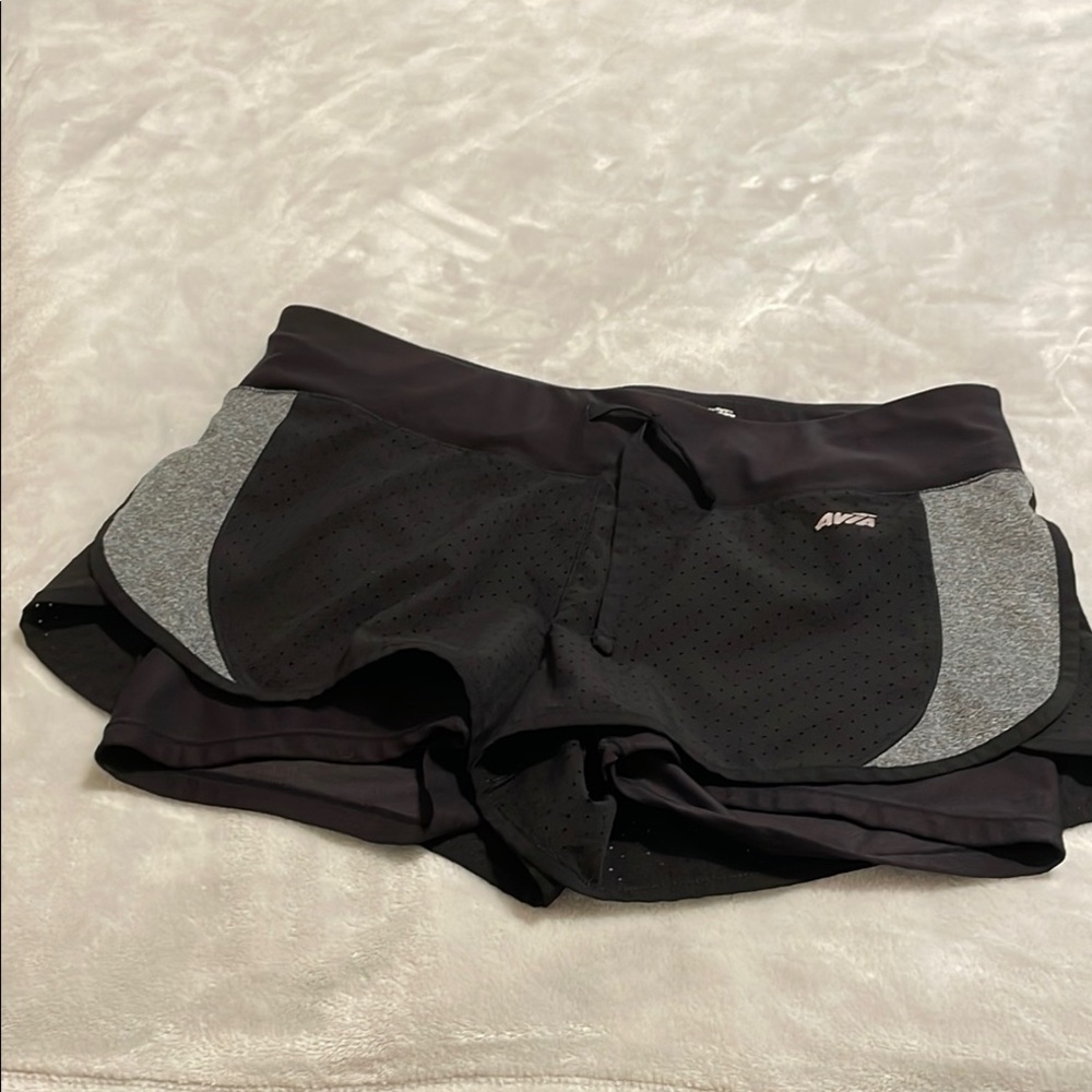 Avia Black and Gray Athletic Shorts Performance Fit